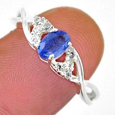 1.37cts natural blue iolite white topaz 925 sterling silver ring size 7.5 y38394