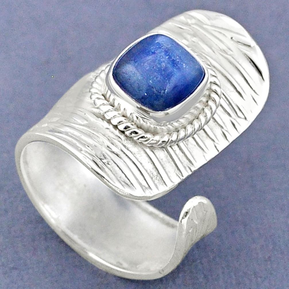 3.19cts natural blue kyanite 925 sterling silver adjustable ring size 6.5 r63273