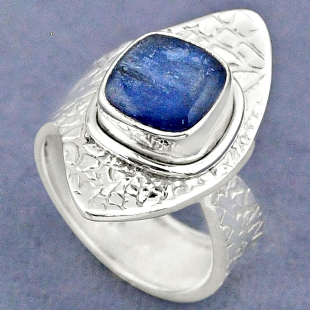3.44cts natural blue kyanite 925 sterling silver adjustable ring size 6.5 r63398