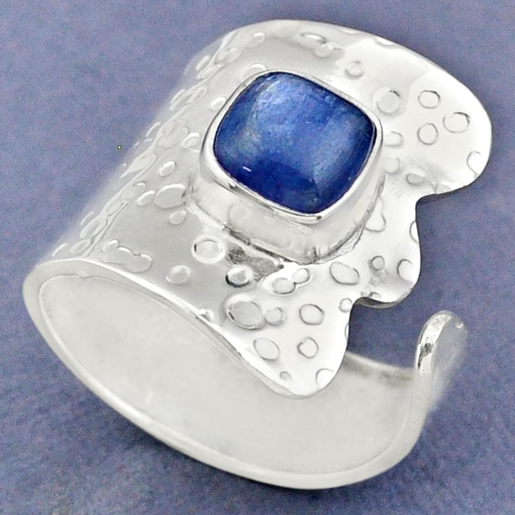 3.42cts natural blue kyanite 925 sterling silver adjustable ring size 8.5 r63415