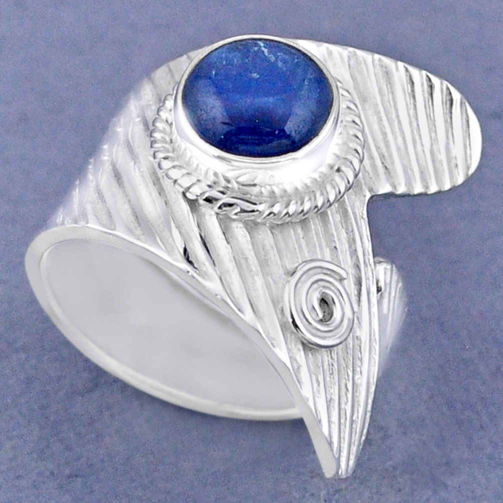 3.36cts natural blue kyanite 925 sterling silver adjustable ring size 8.5 r63449