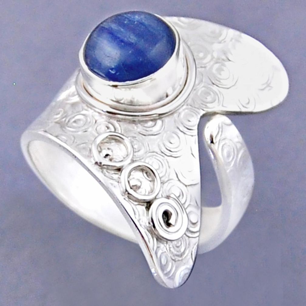 3.35cts natural blue kyanite 925 sterling silver adjustable ring size 7 r54854