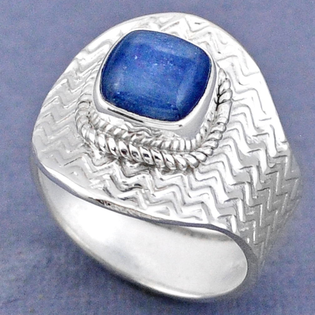 3.01cts natural blue kyanite 925 sterling silver adjustable ring size 8 r63289