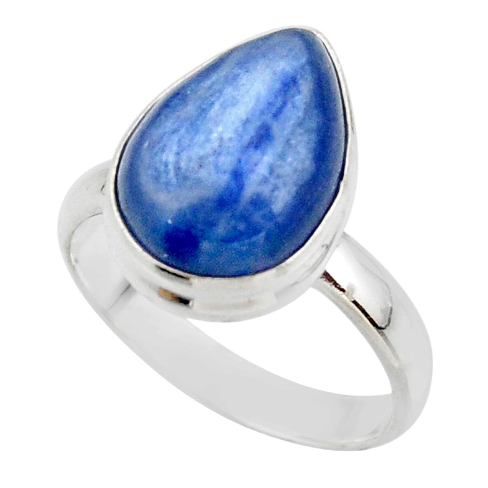 6.58cts natural blue kyanite 925 sterling silver ring jewelry size 7.5 r46726