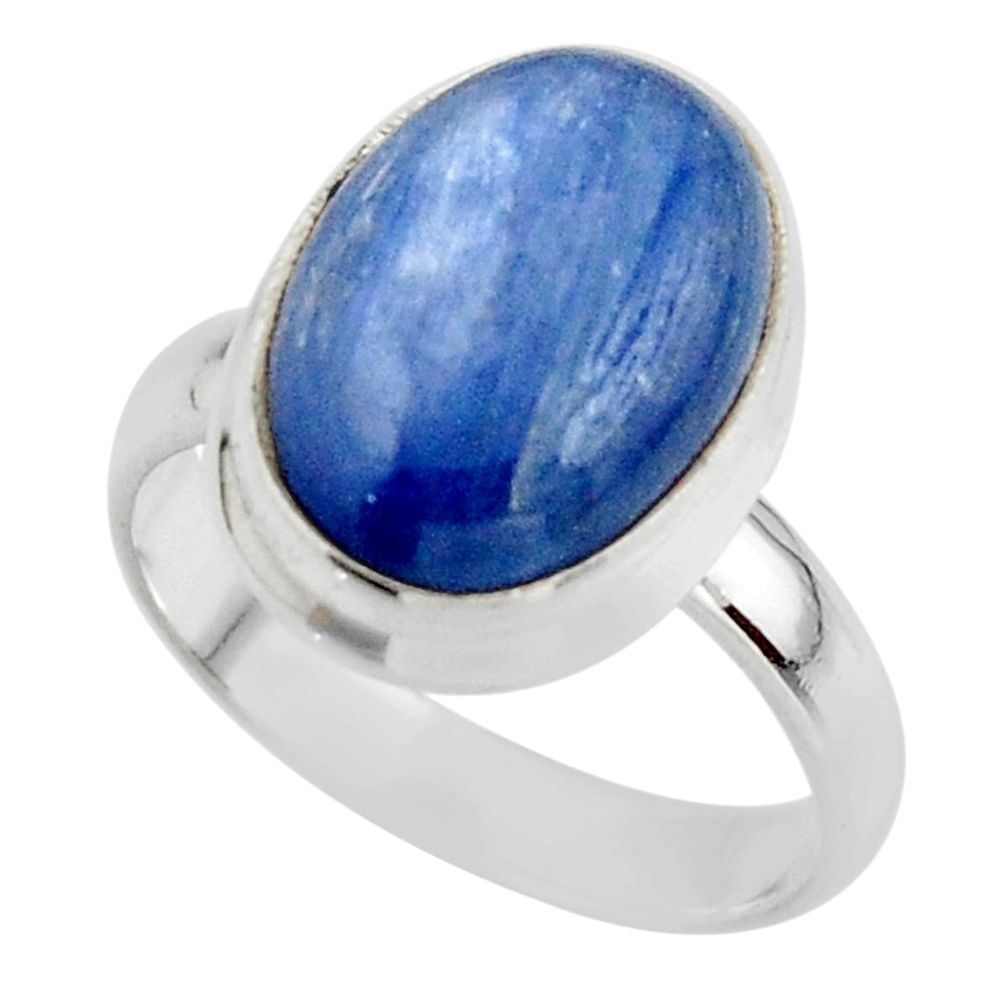 6.34cts natural blue kyanite 925 sterling silver ring jewelry size 6.5 r46727