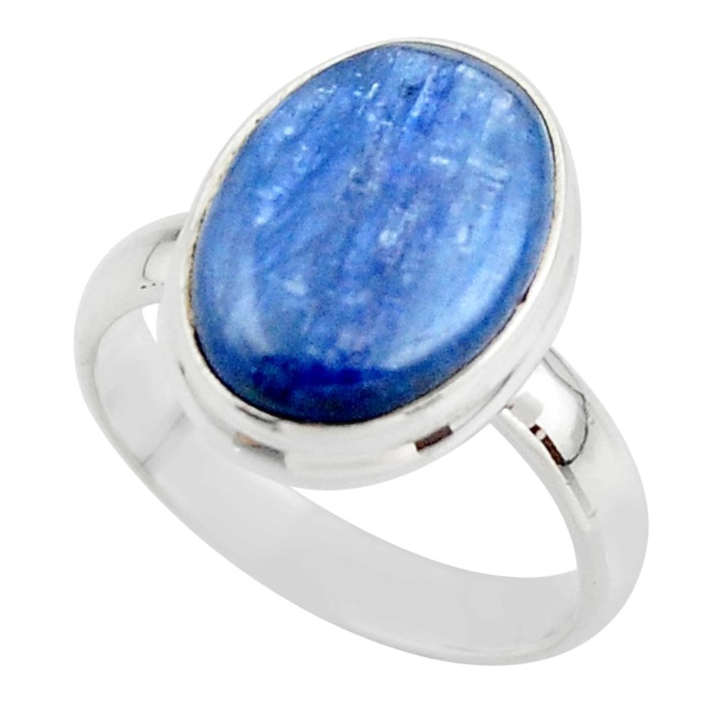 6.70cts natural blue kyanite 925 sterling silver ring jewelry size 6.5 r46736