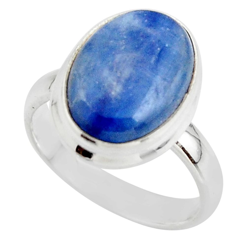 6.27cts natural blue kyanite 925 sterling silver ring jewelry size 6.5 r46739