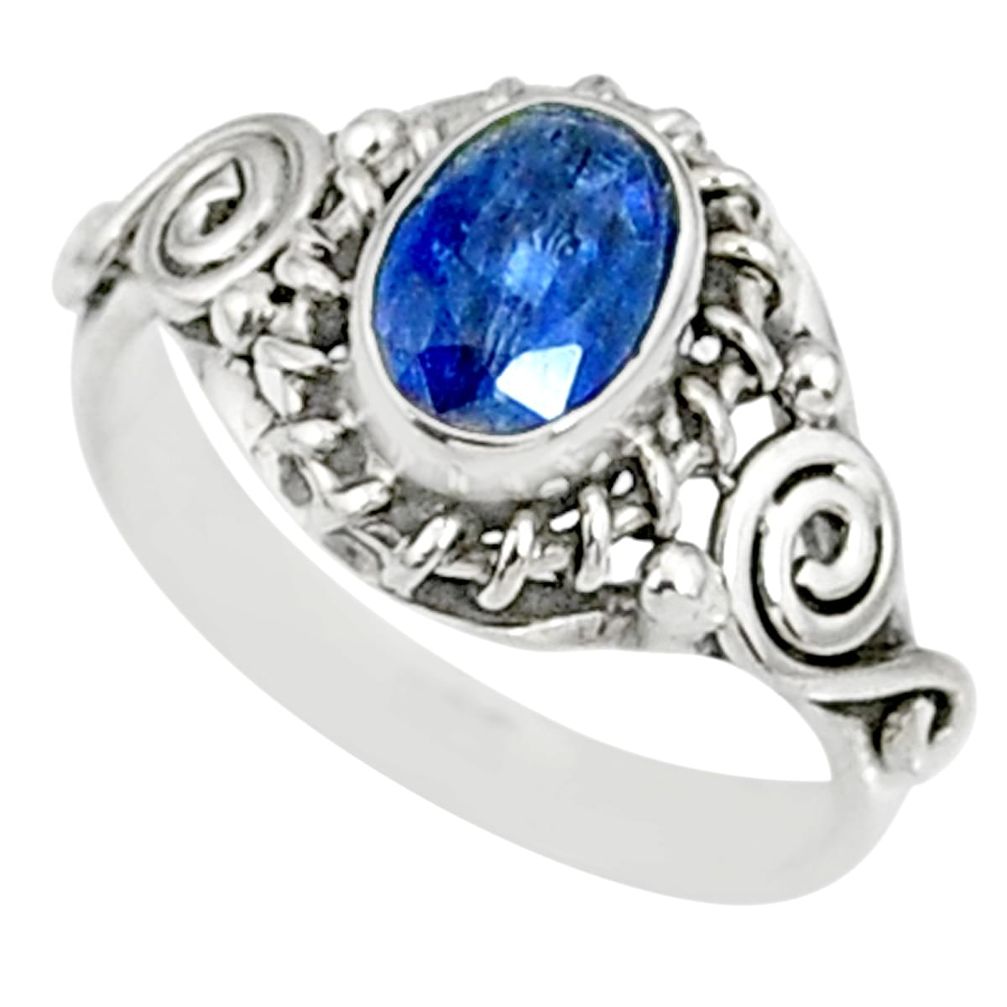 1.52cts natural blue kyanite 925 sterling silver ring jewelry size 5 r82408