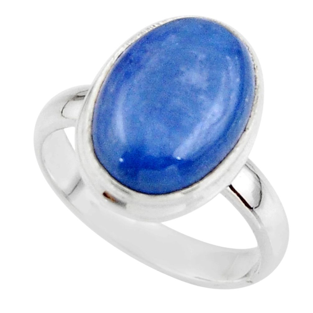 6.20cts natural blue kyanite 925 sterling silver ring jewelry size 7 r46775