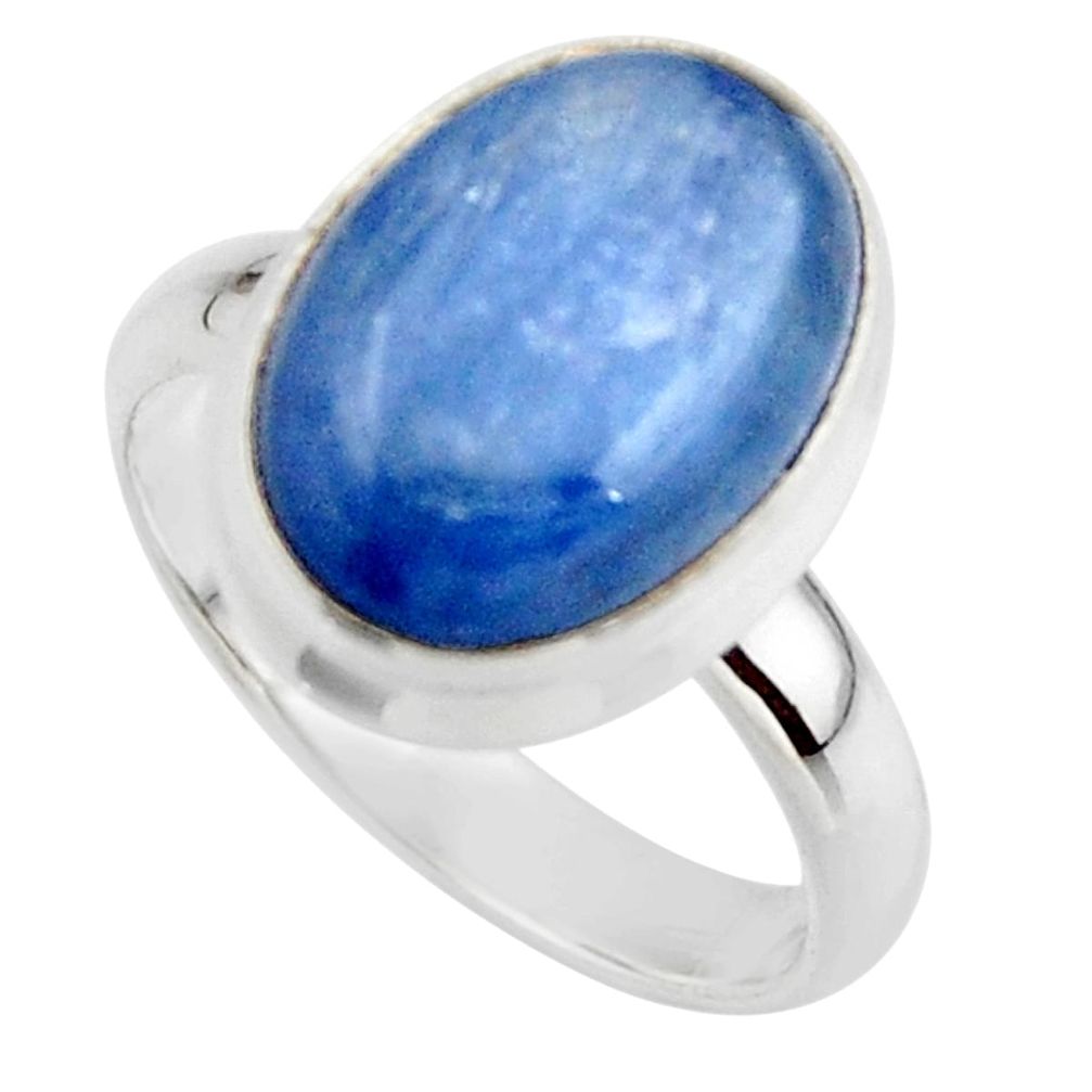 6.34cts natural blue kyanite 925 sterling silver ring jewelry size 7 r46777