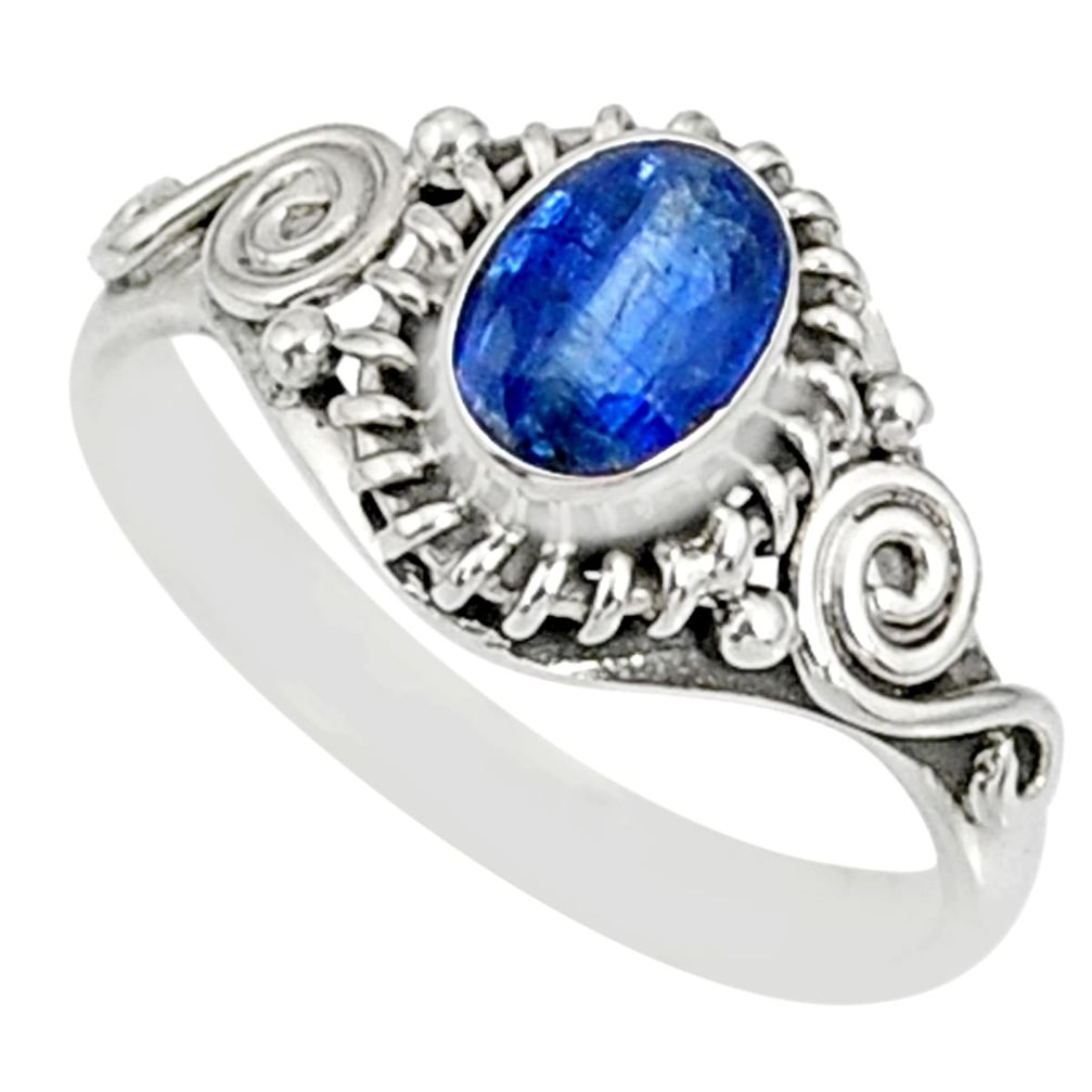 1.57cts natural blue kyanite 925 sterling silver ring jewelry size 7 r82403