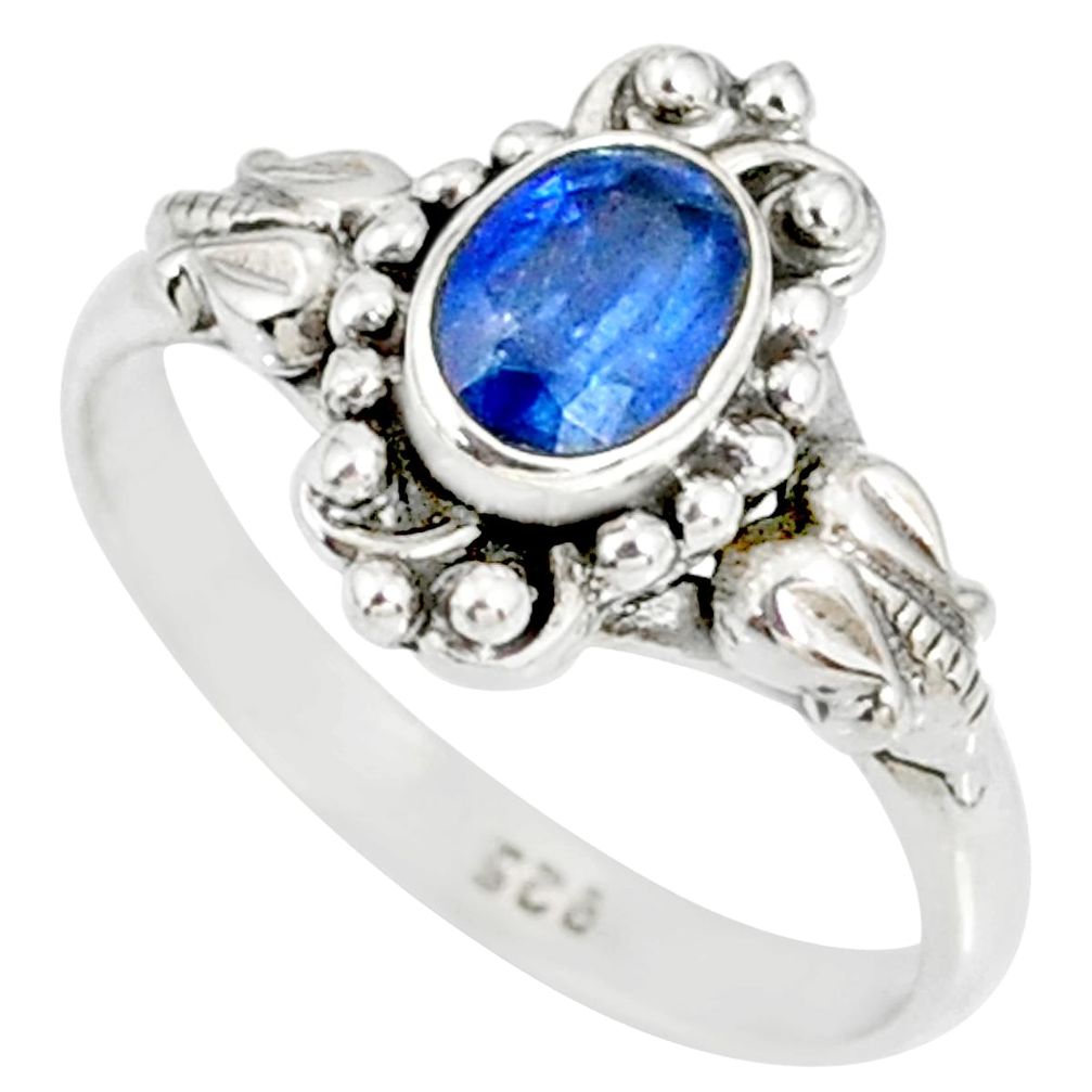 1.51cts natural blue kyanite 925 sterling silver handmade ring size 8 r82249