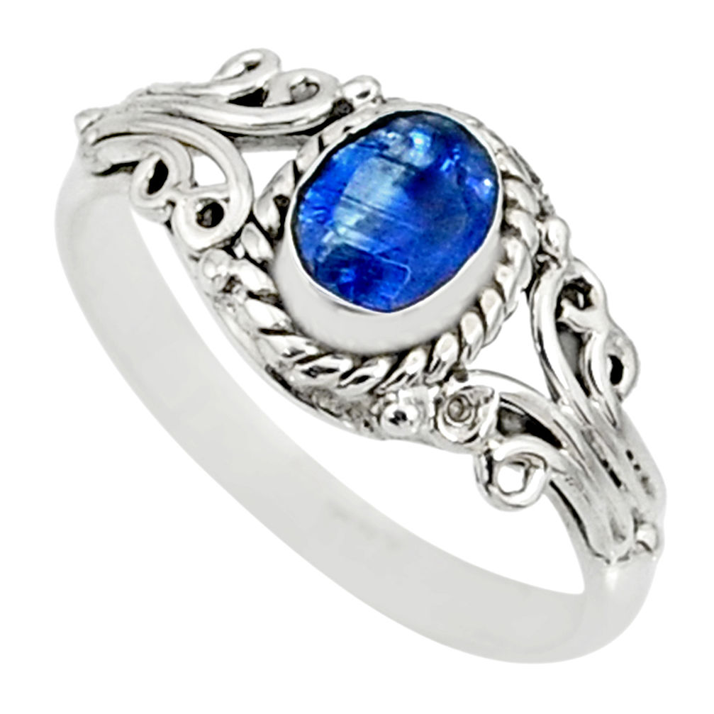1.55cts natural blue kyanite 925 sterling silver ring jewelry size 8 r82401