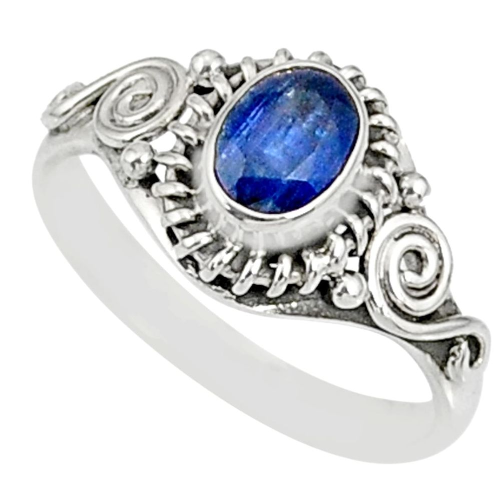 1.52cts natural blue kyanite 925 sterling silver ring jewelry size 8 r82407