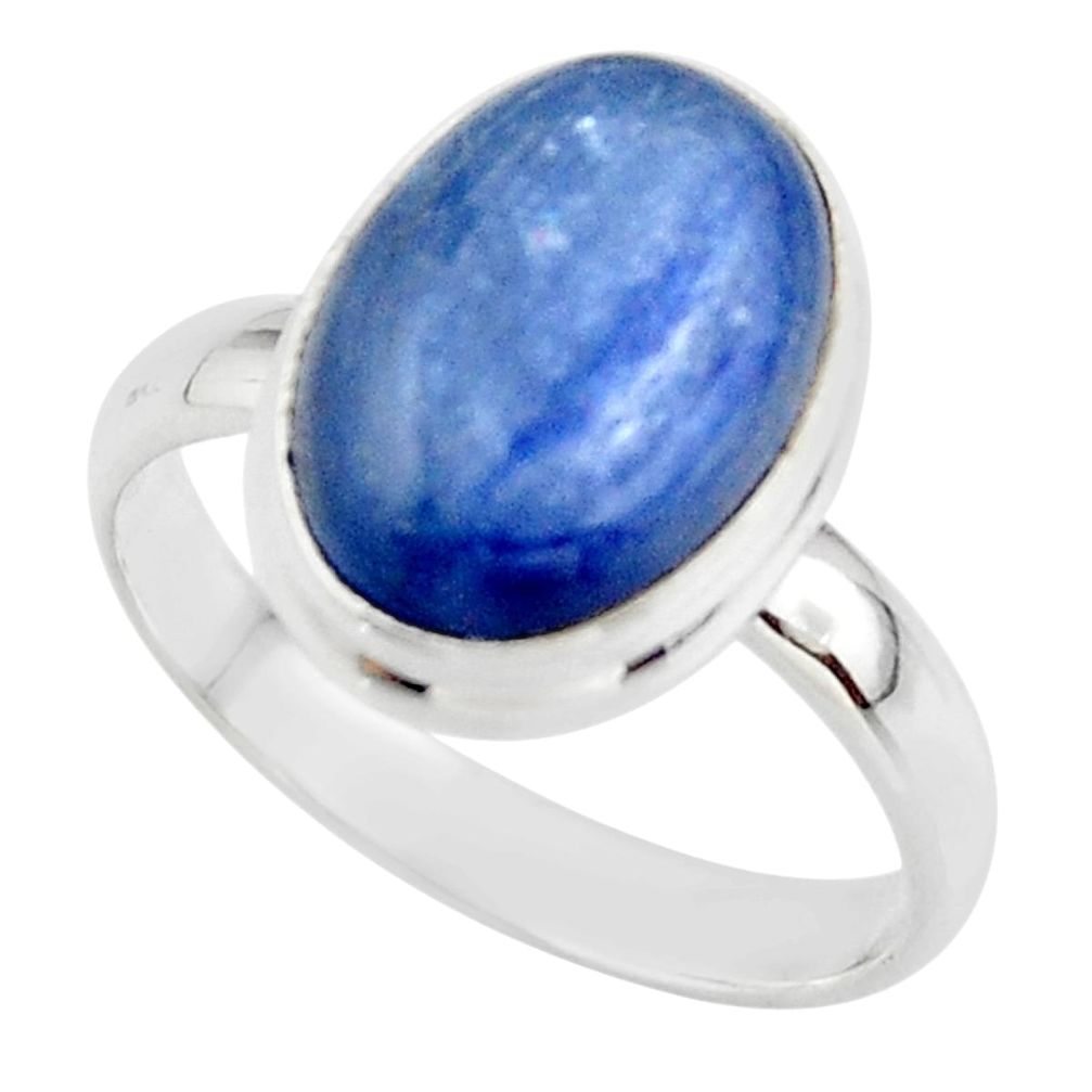 6.83cts natural blue kyanite 925 sterling silver ring jewelry size 9 r46730