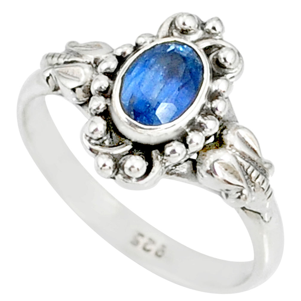 1.47cts natural blue kyanite 925 sterling silver handmade ring size 9 r82255