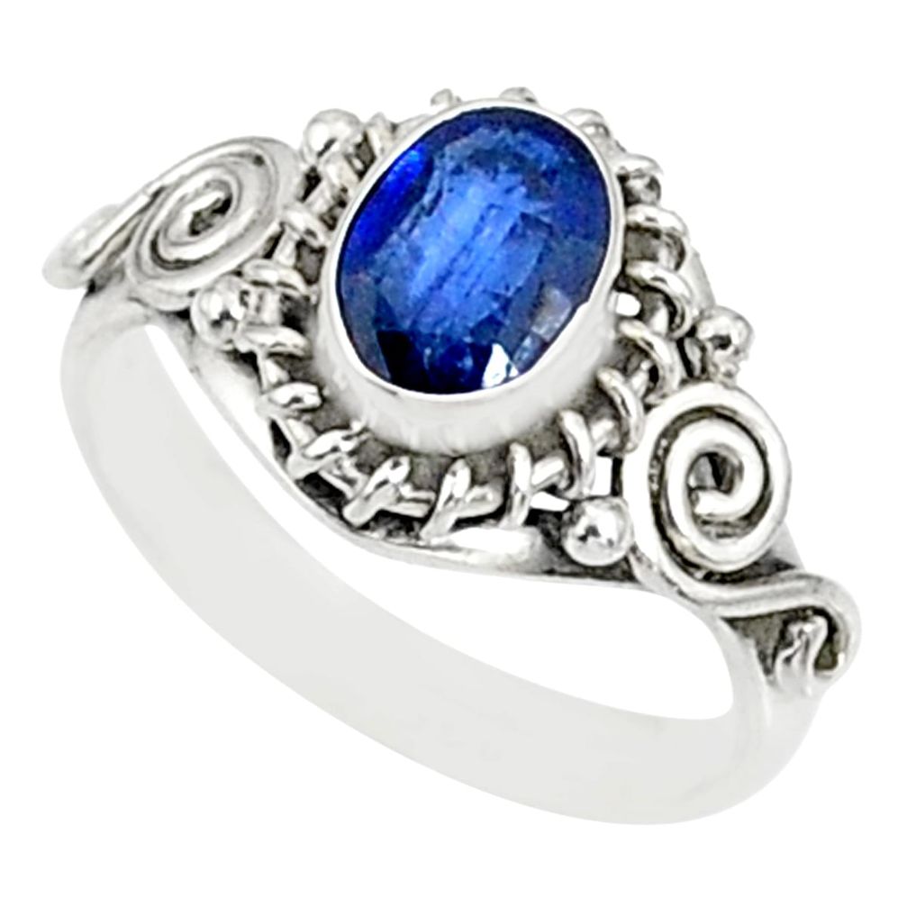 1.54cts natural blue kyanite 925 sterling silver ring jewelry size 9 r82402