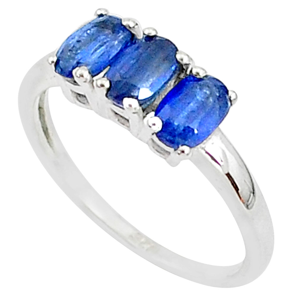 3.18cts natural blue kyanite 925 sterling silver ring jewelry size 9 t4080