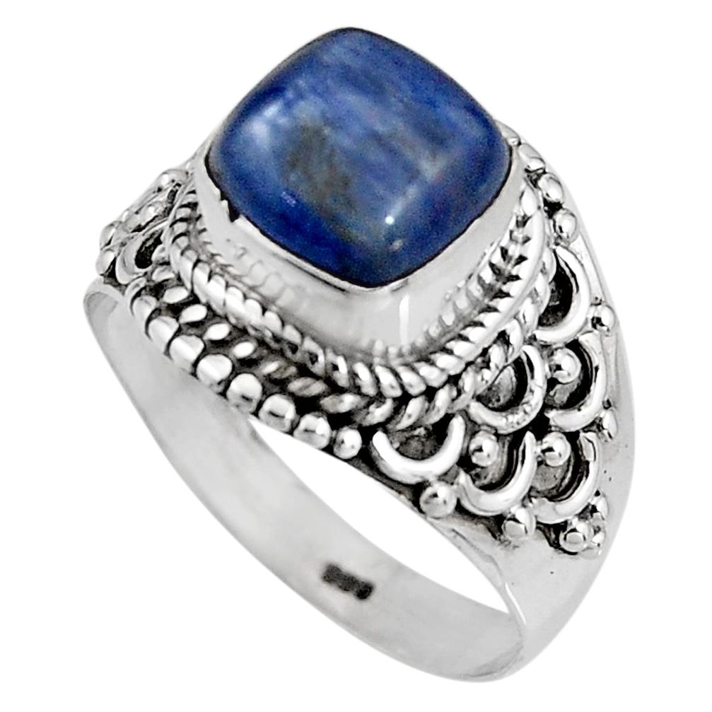 3.52cts natural blue kyanite 925 sterling silver solitaire ring size 6.5 p92051