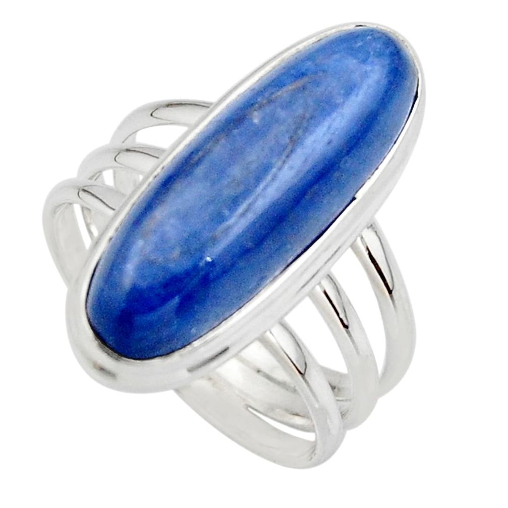 7.24cts natural blue kyanite 925 sterling silver solitaire ring size 7.5 r46882