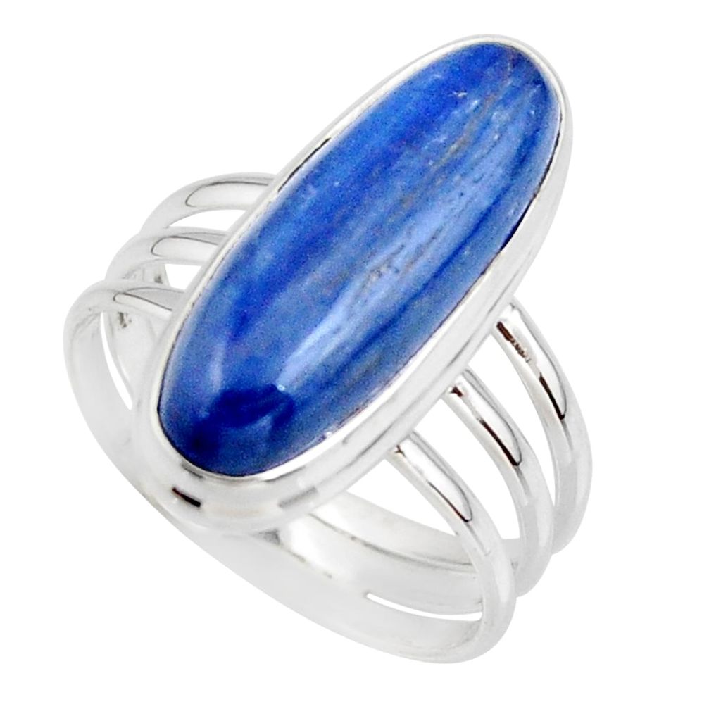 7.24cts natural blue kyanite 925 sterling silver solitaire ring size 8.5 r46883