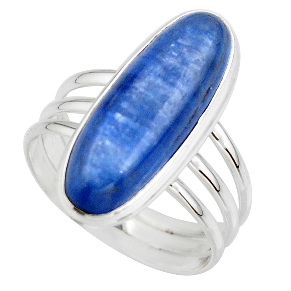 7.59cts natural blue kyanite 925 sterling silver solitaire ring size 8.5 r46886