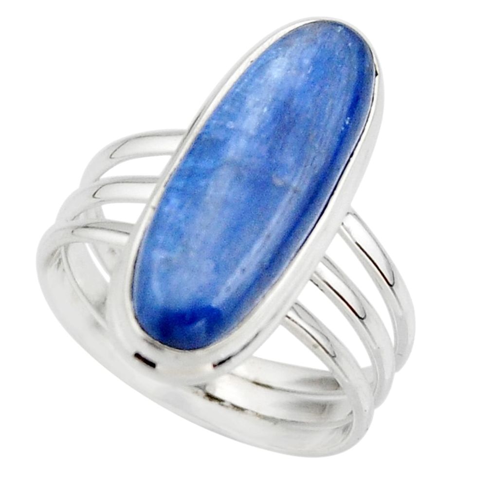 7.33cts natural blue kyanite 925 sterling silver solitaire ring size 8.5 r46887