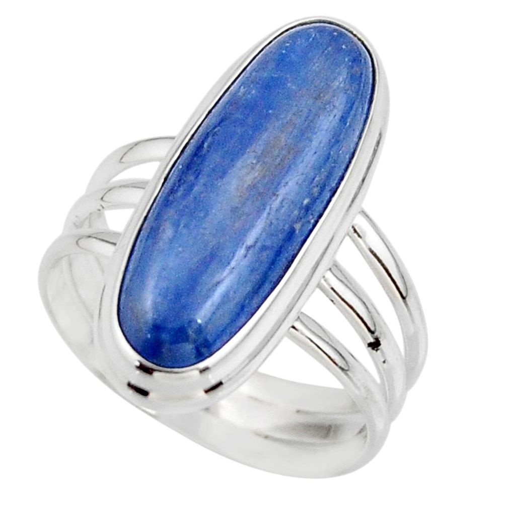 7.45cts natural blue kyanite 925 sterling silver solitaire ring size 7.5 r46889