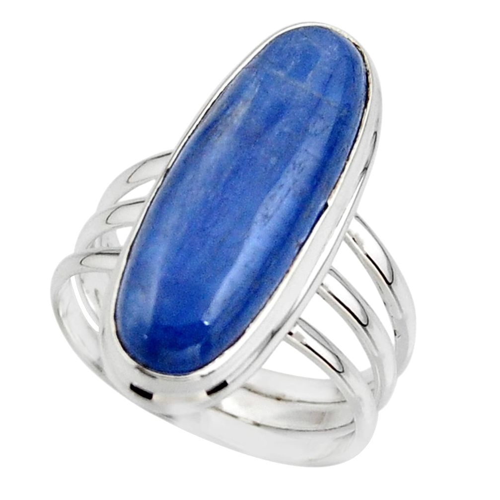 7.50cts natural blue kyanite 925 sterling silver solitaire ring size 6.5 r46891