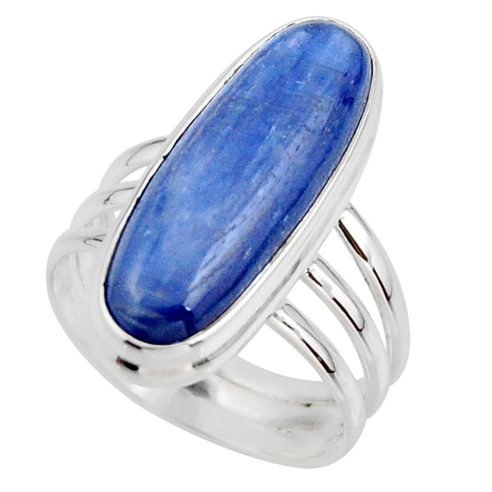 7.16cts natural blue kyanite 925 sterling silver solitaire ring size 6.5 r46894