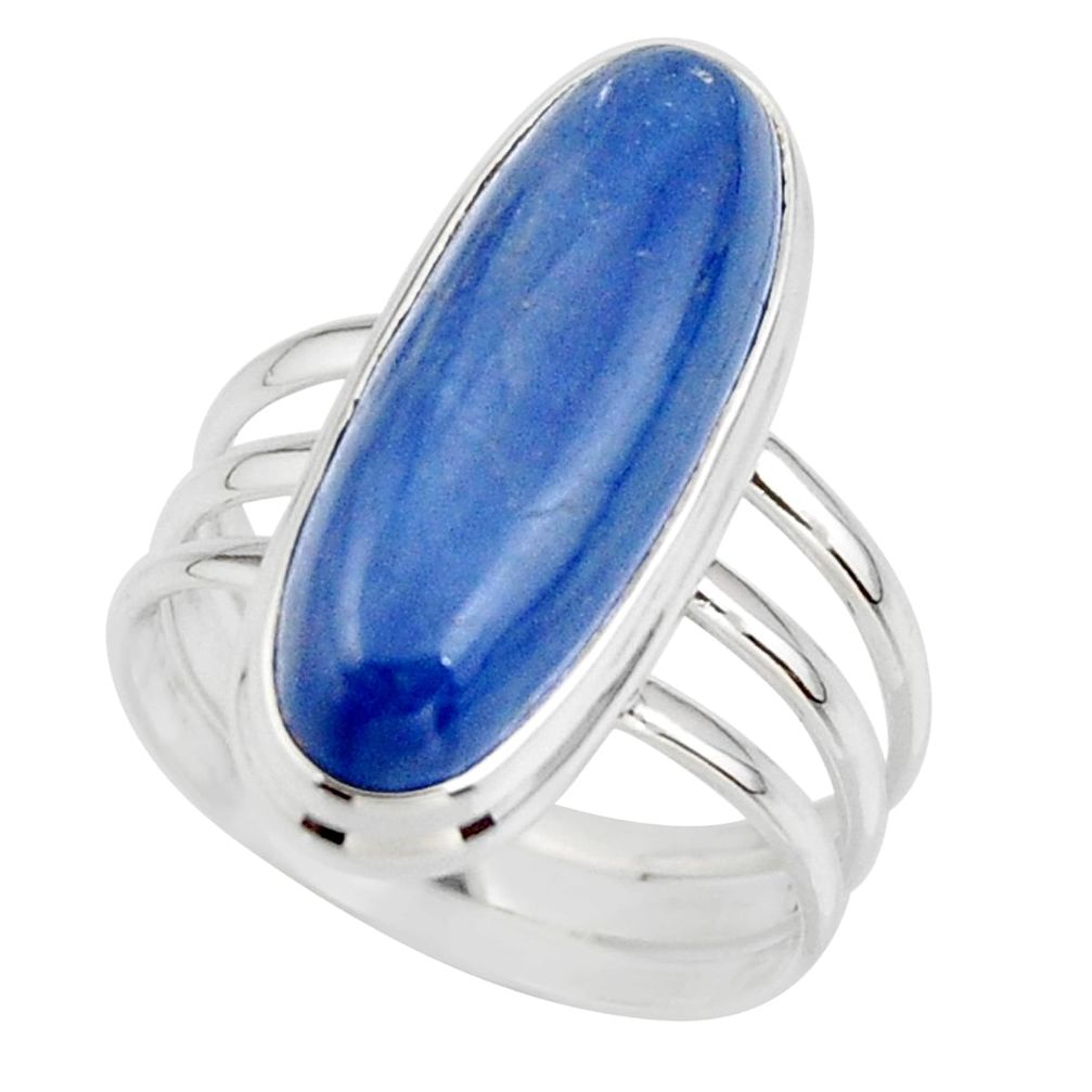 7.45cts natural blue kyanite 925 sterling silver solitaire ring size 7.5 r46896