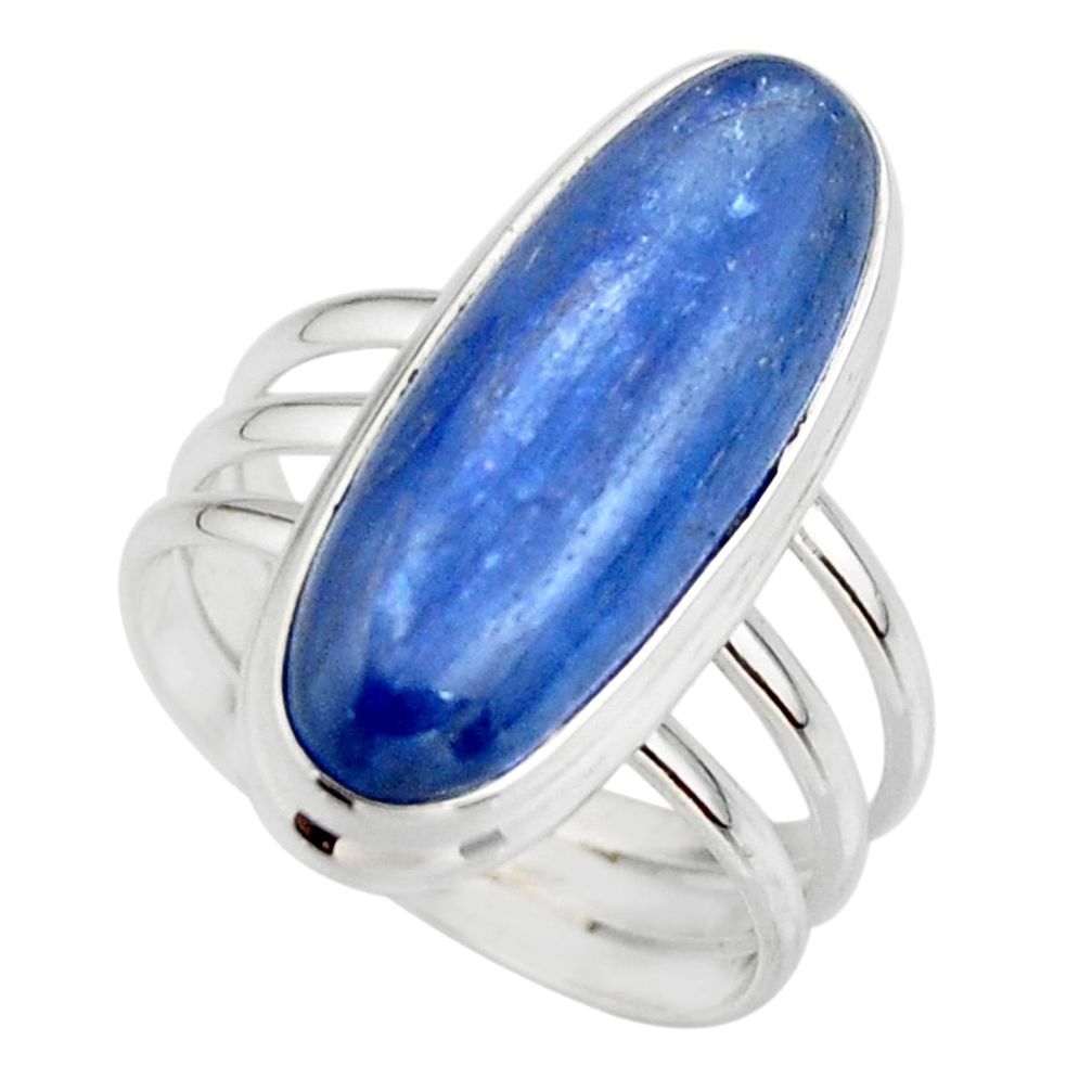 7.59cts natural blue kyanite 925 sterling silver solitaire ring size 6.5 r46898