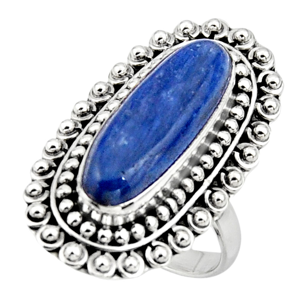 6.04cts natural blue kyanite 925 sterling silver solitaire ring size 8.5 r47281