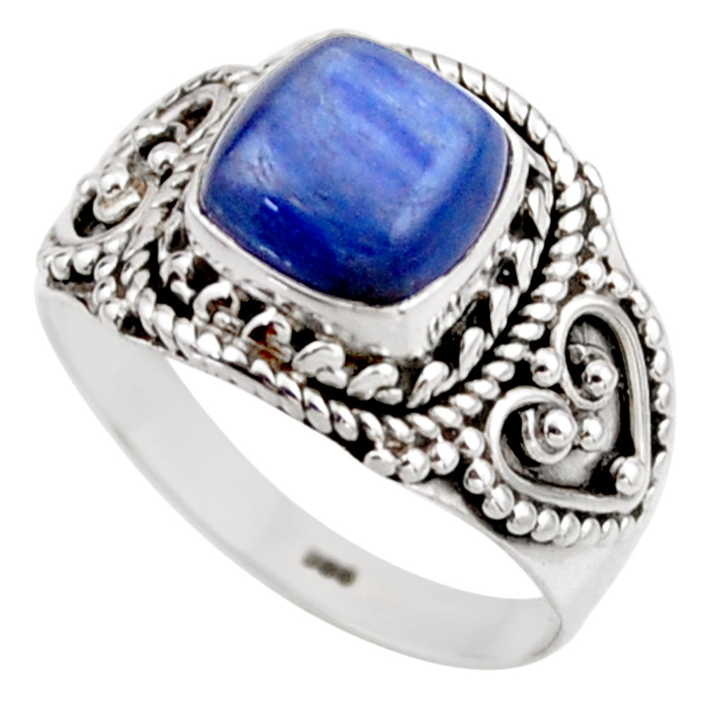 3.35cts natural blue kyanite 925 sterling silver solitaire ring size 7.5 r53422