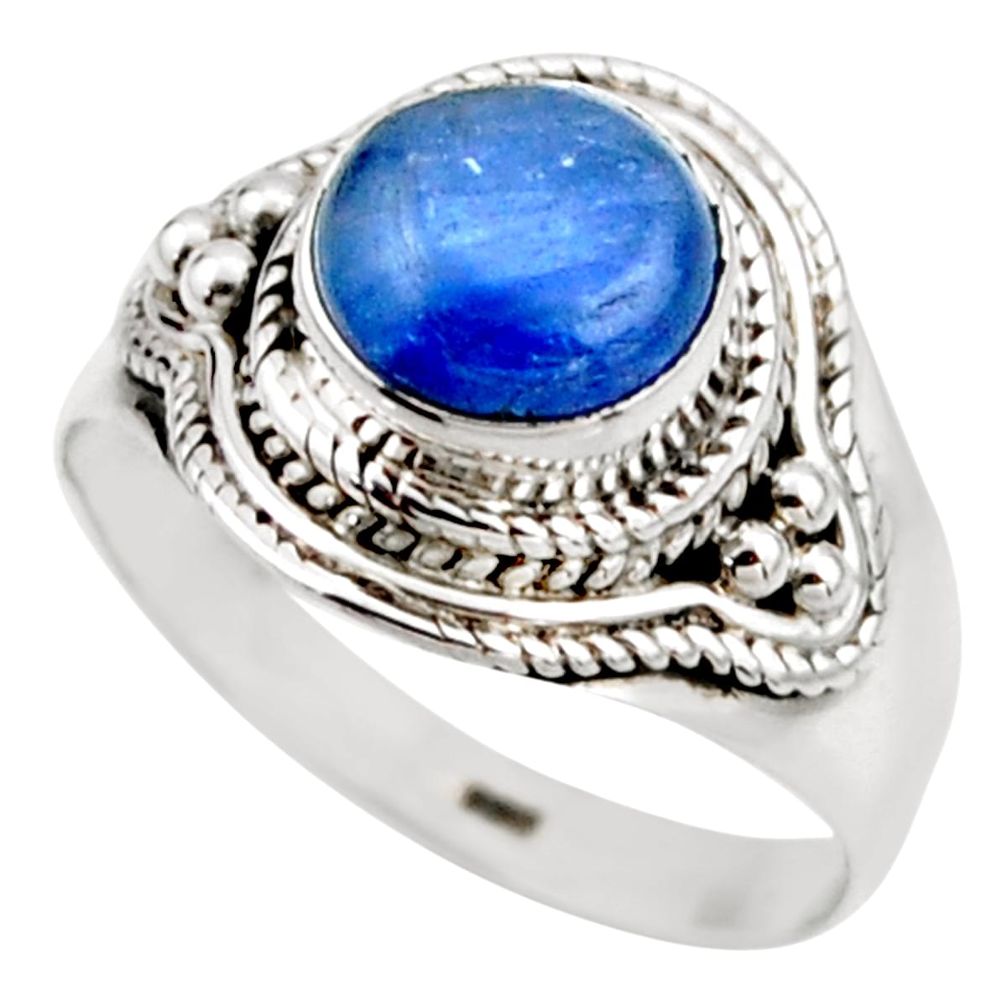 3.50cts natural blue kyanite 925 sterling silver solitaire ring size 7.5 r53437
