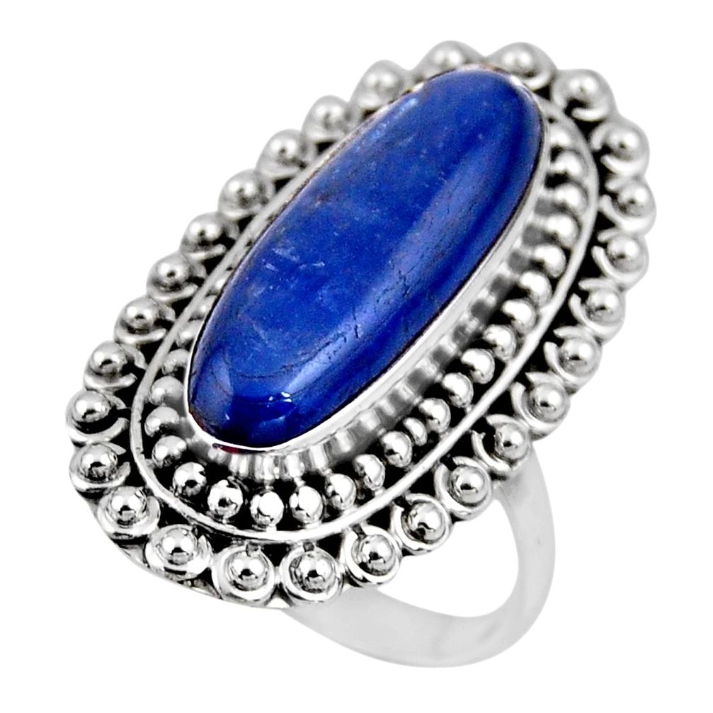 7.10cts natural blue kyanite 925 sterling silver solitaire ring size 8.5 r53754