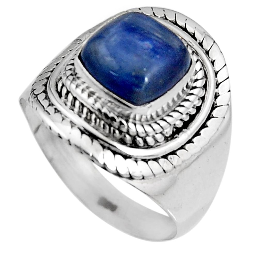 3.27cts natural blue kyanite 925 sterling silver solitaire ring size 7 p92043