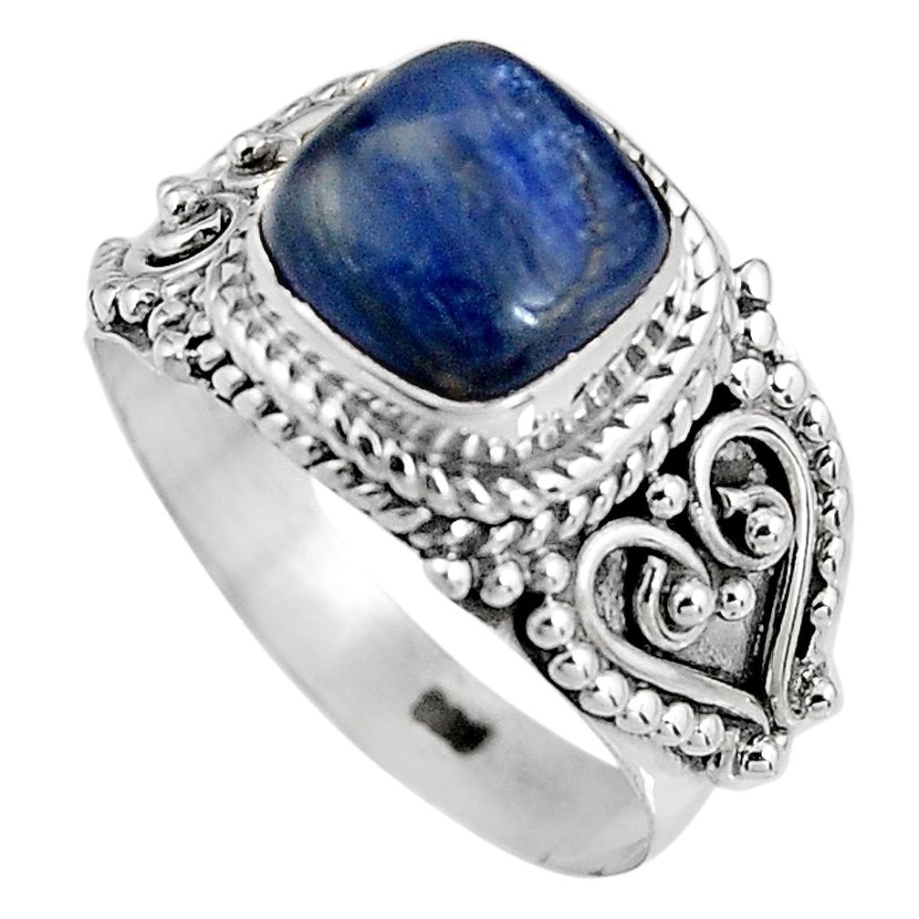 3.47cts natural blue kyanite 925 sterling silver solitaire ring size 7 p92049