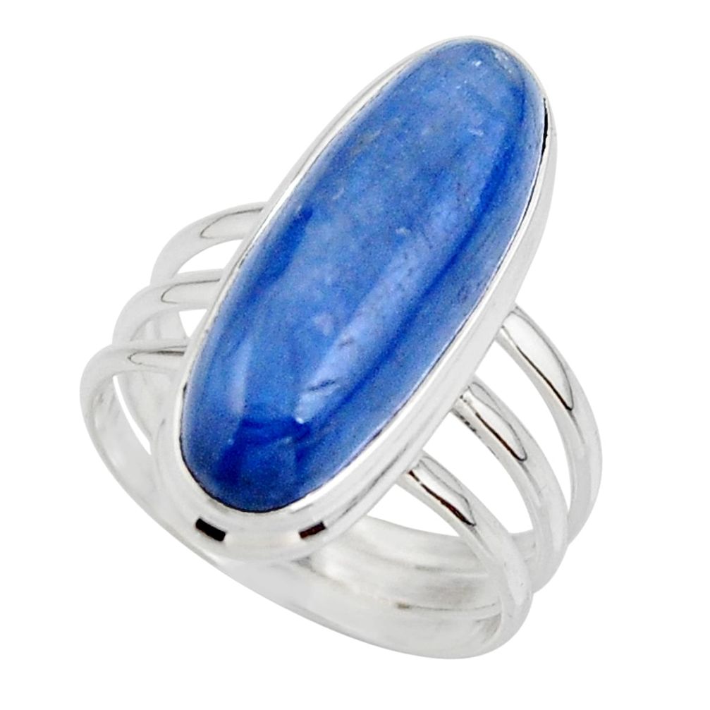 7.58cts natural blue kyanite 925 sterling silver solitaire ring size 7 r46890