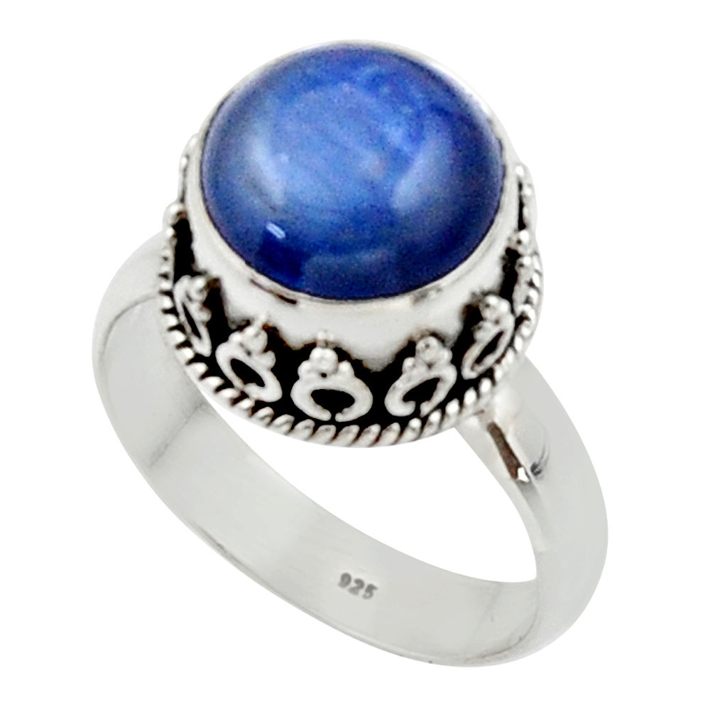 4.92cts natural blue kyanite 925 sterling silver solitaire ring size 7 r48400