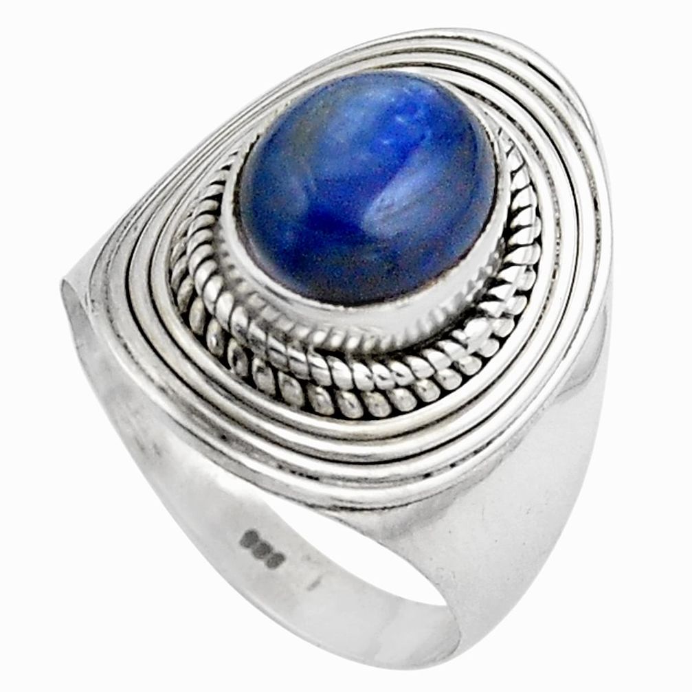 4.27cts natural blue kyanite 925 sterling silver solitaire ring size 8 p88865