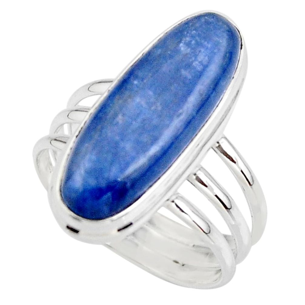 7.32cts natural blue kyanite 925 sterling silver solitaire ring size 8 r46881