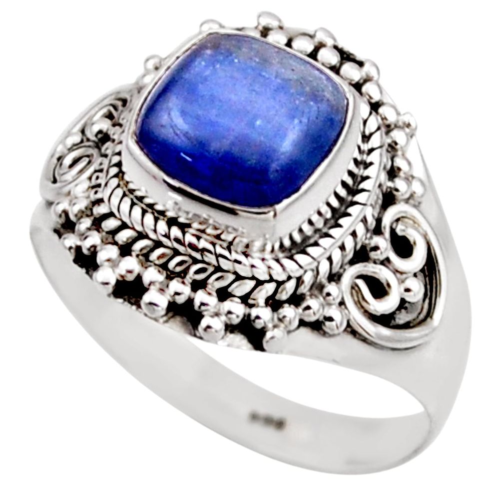 3.19cts natural blue kyanite 925 sterling silver solitaire ring size 8 r53427