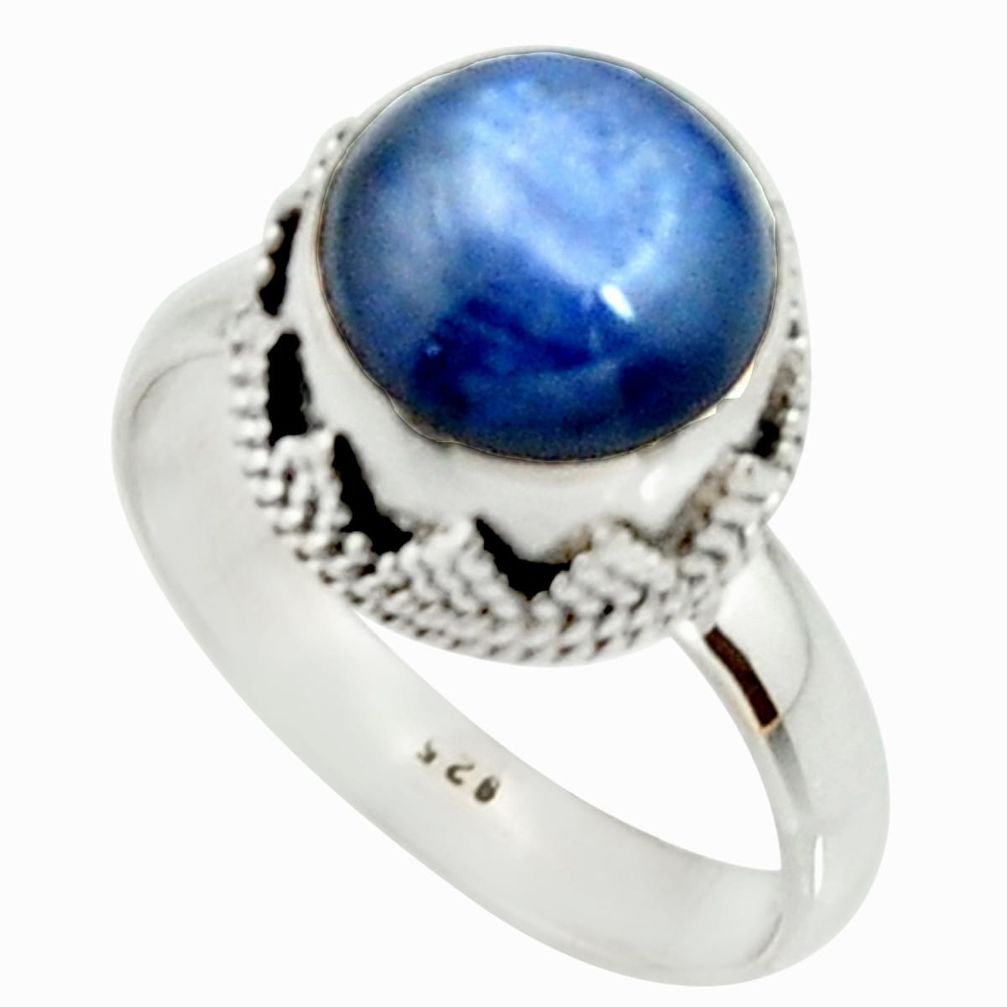 5.12cts natural blue kyanite 925 sterling silver solitaire ring size 9 r22001