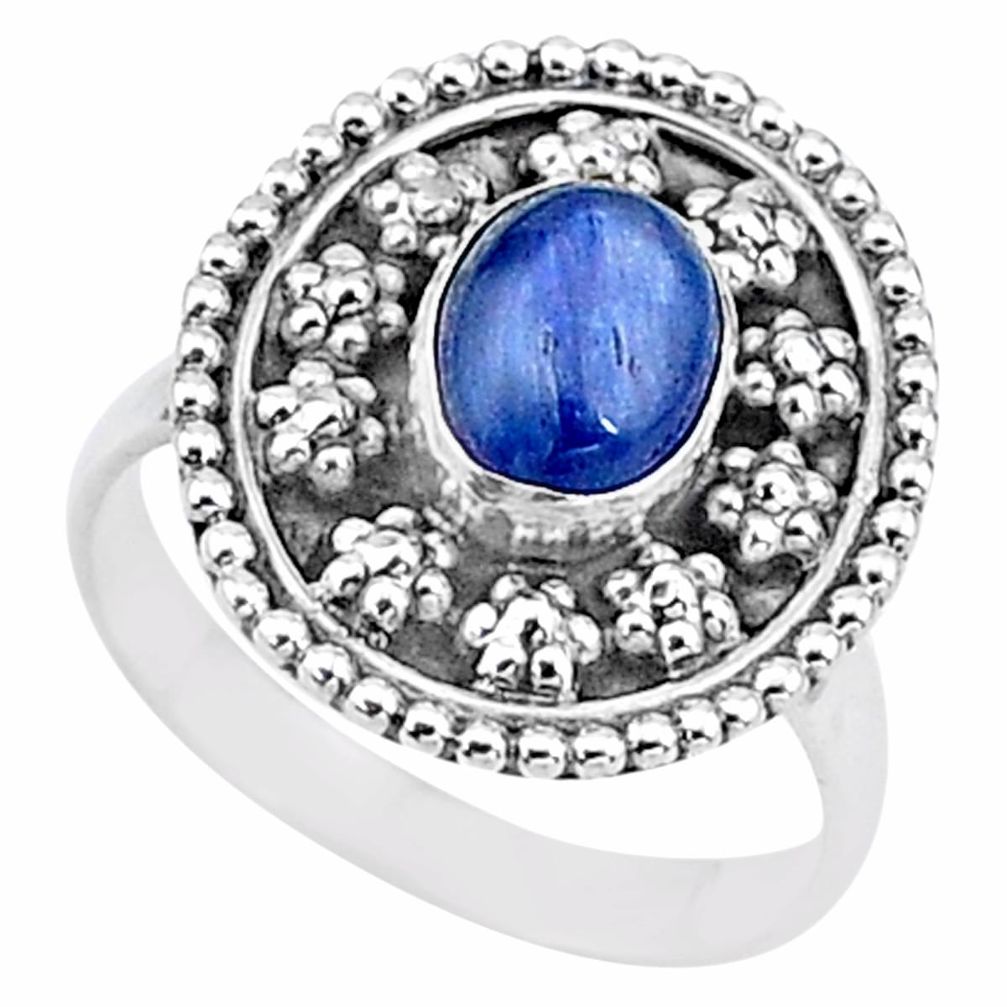 1.92cts natural blue kyanite 925 sterling silver solitaire ring size 7.5 t16027