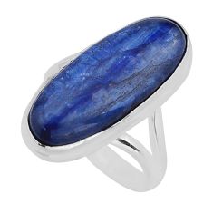 10.25cts natural blue kyanite oval sterling silver ring jewelry size 8 y80605
