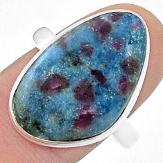 16.17cts natural blue kyanite ruby 925 silver solitaire ring size 11 u47782