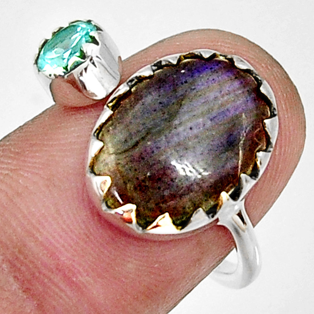 6.27cts natural blue labradorite 925 silver adjustable ring size 7.5 r33362