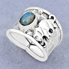 2.00cts natural blue labradorite 925 silver elephant ring jewelry size 7.5 y3565