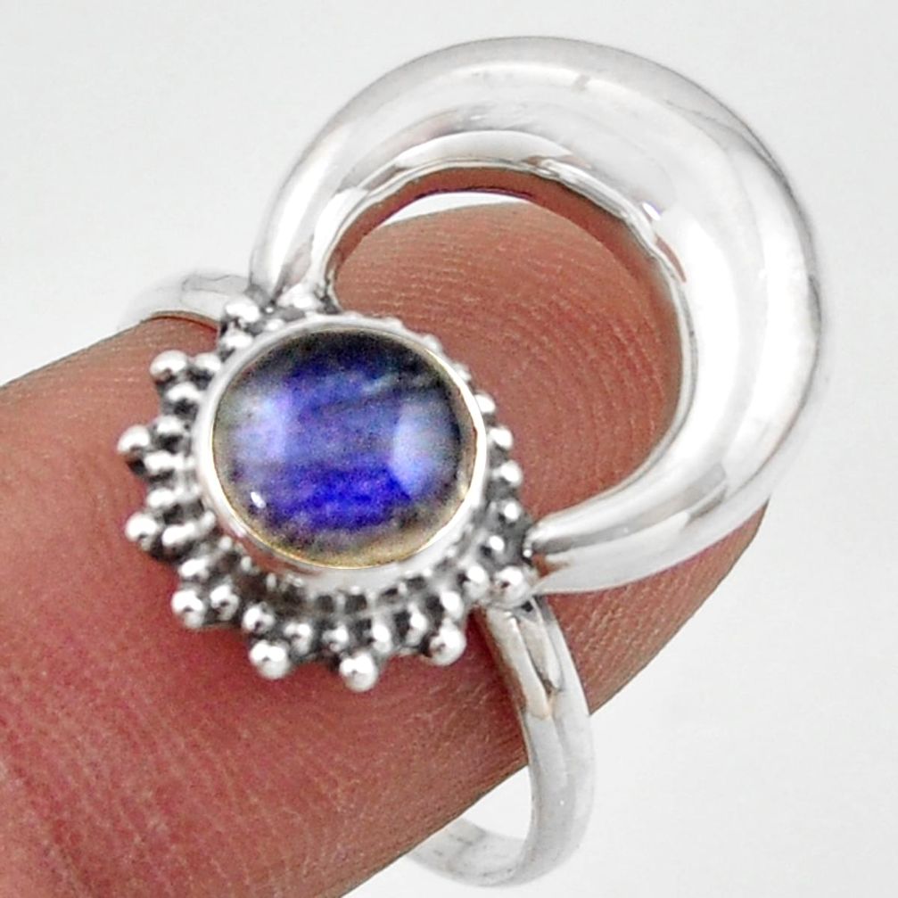 2.53cts natural blue labradorite 925 silver half moon ring jewelry size 8 r41612